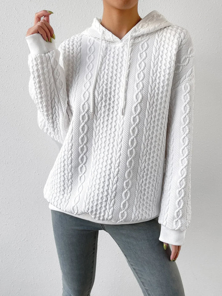 Women's Knitted Jumper, Cable Knit Oversized Hooded