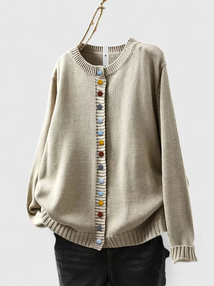 Women's Multi-Coloured Knit Button-Front Cardigan