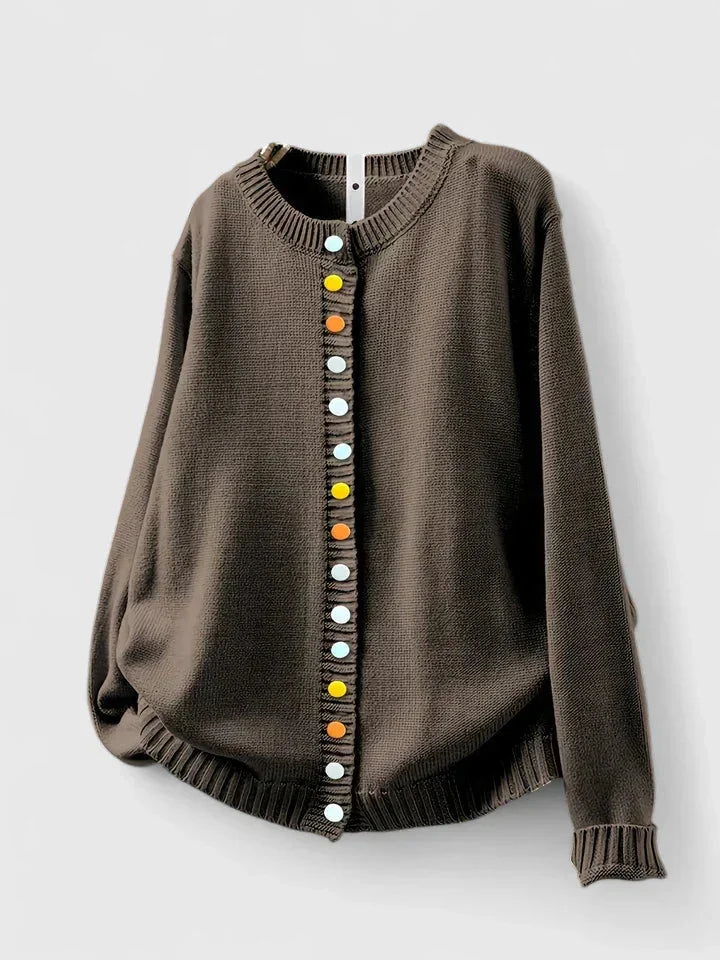 Women's Multi-Coloured Knit Button-Front Cardigan