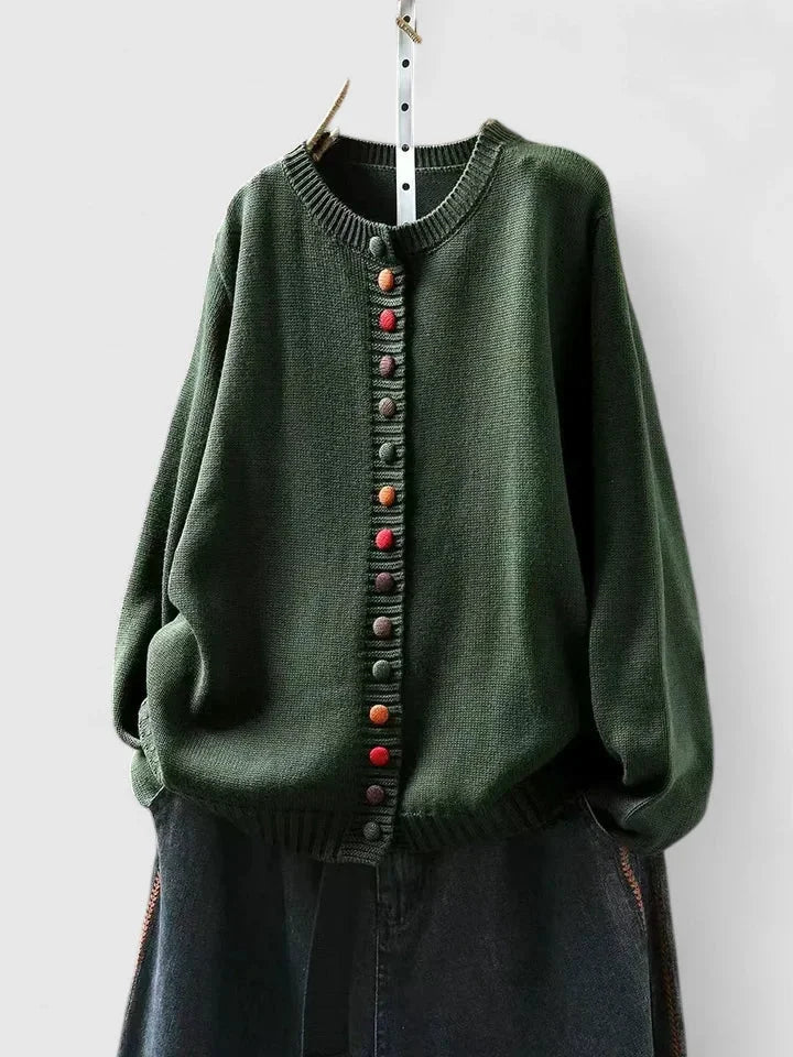 Women's Multi-Coloured Knit Button-Front Cardigan