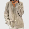 Women's Knit Button-Front V-Neck Cardigan – Ribbed Cuffs