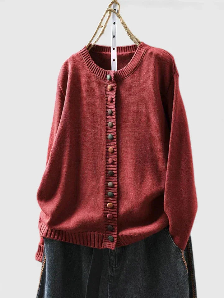 Women's Multi-Coloured Knit Button-Front Cardigan