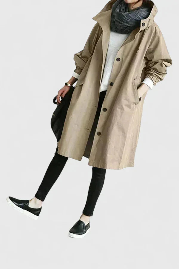 Women's Button-Front Hood Parka – Elasticated Cuffs