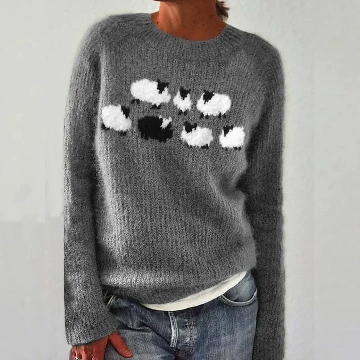 Women's Knitted Jumper Fair Isle Round Neck