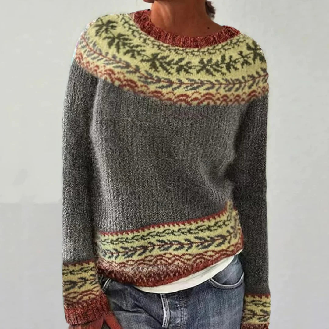 Women's Knitted Jumper Fair Isle Round Neck