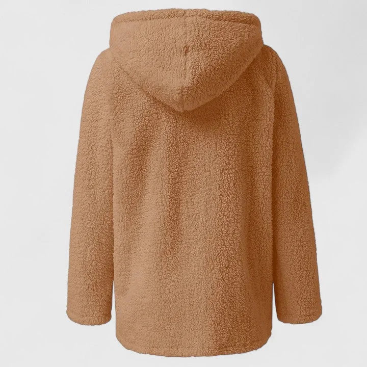 Women's Borg Zip-Up Hood Long Coat – Sherpa Fleece