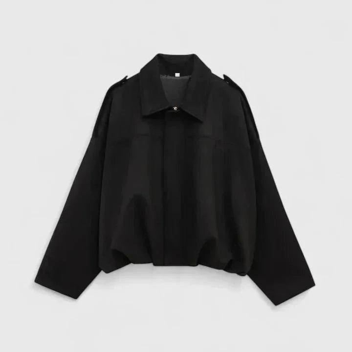 Women's Suede Button-Front Collared Cropped Jacket