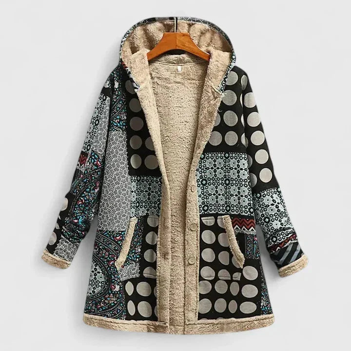 Women's Floral Zip-Up Hood Parka – Sherpa Lining