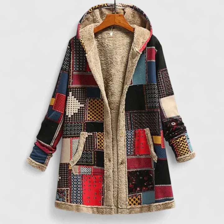 Women's Floral Zip-Up Hood Parka – Sherpa Lining