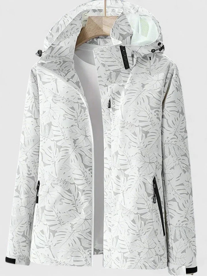 Women's Zip-Up Hood Jacket – Leaf Print