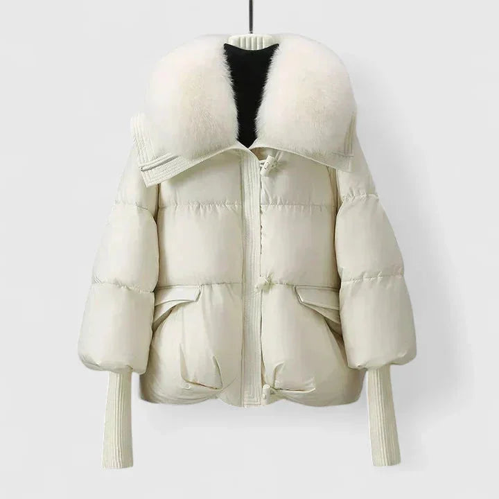 Women's Quilted Toggle Collared Puffer Jacket – Faux Fur