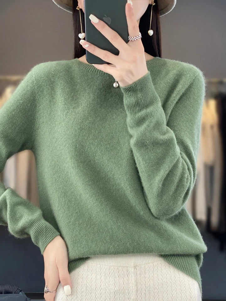 Women's Knit Crew Neck Jumper – Fuzzy Texture