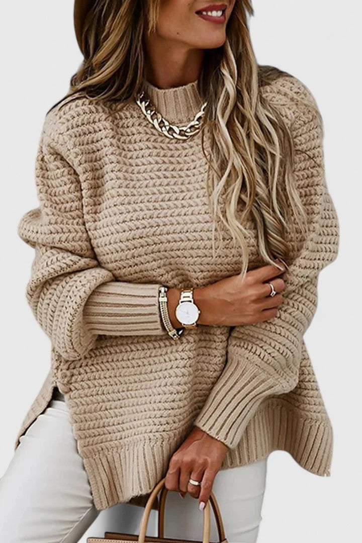 Women's Knit Crew Neck Jumper – Side Slits