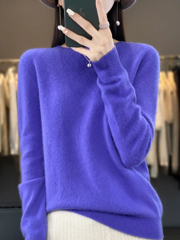 Women's Knit Crew Neck Jumper – Fuzzy Texture