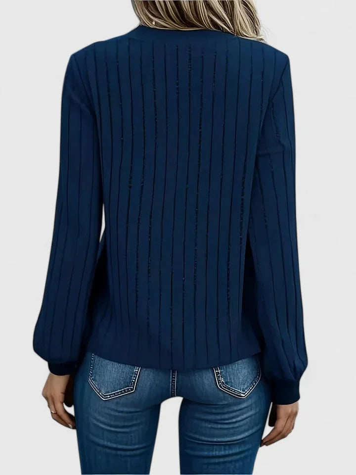 Women's Ribbed V-Neck Jumper – Texture