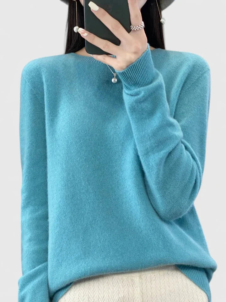 Women's Knit Crew Neck Jumper – Fuzzy Texture