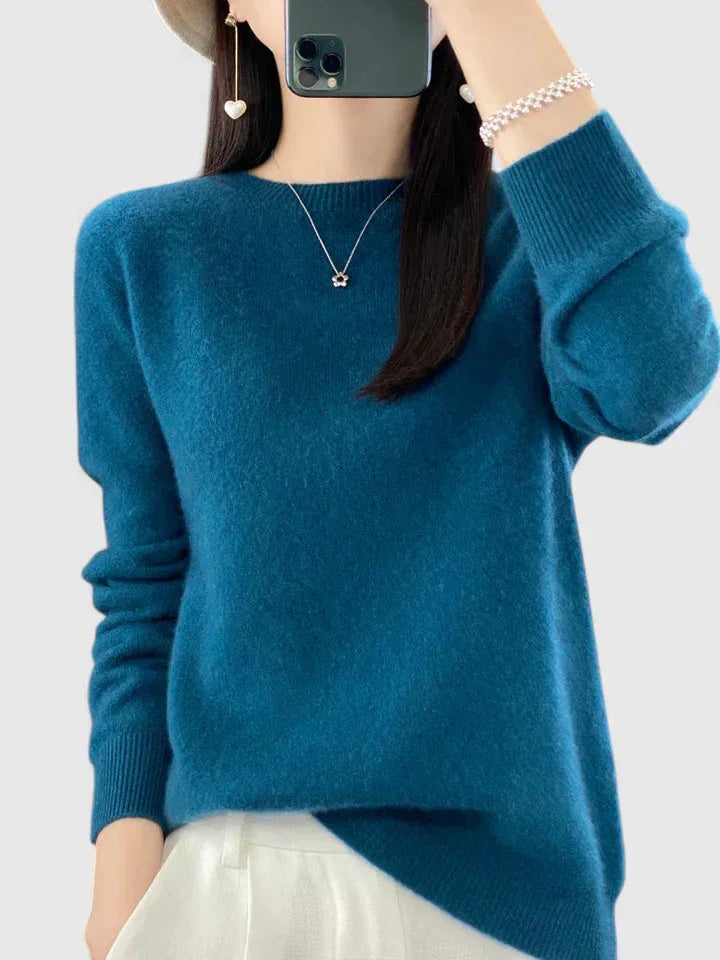 Women's Knit Crew Neck Jumper – Fuzzy Texture