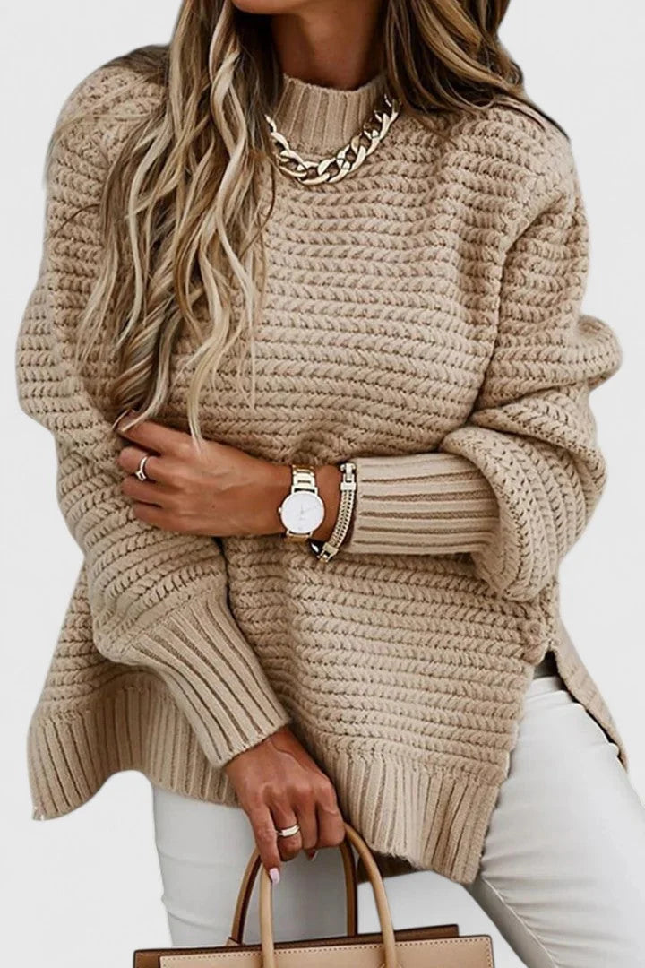 Women's Knit Crew Neck Jumper – Side Slits