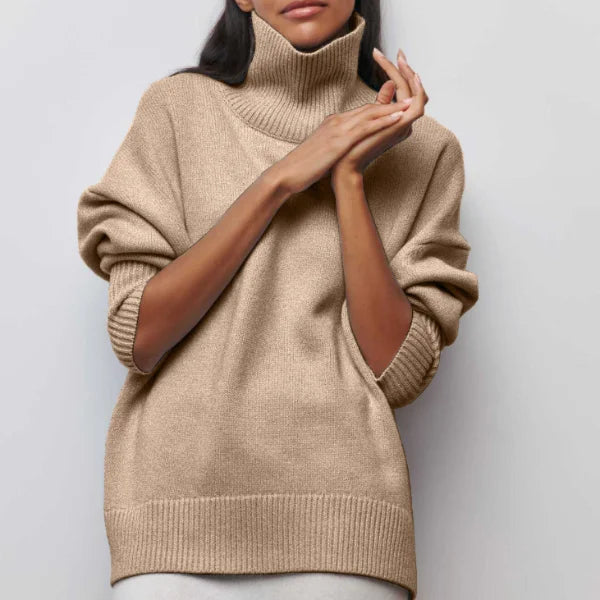 Women's Knit Roll Neck Jumper – Ribbed Cuffs