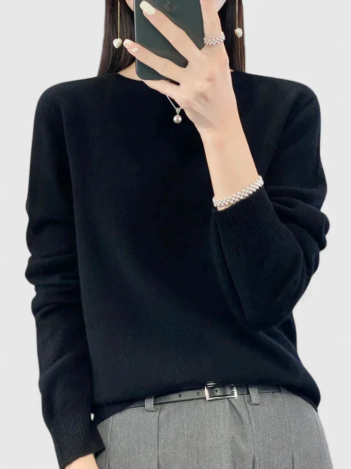Women's Knit Crew Neck Jumper – Fuzzy Texture
