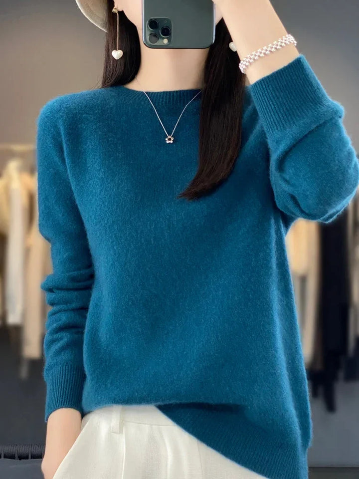 Women's Knit Crew Neck Jumper – Fuzzy Texture