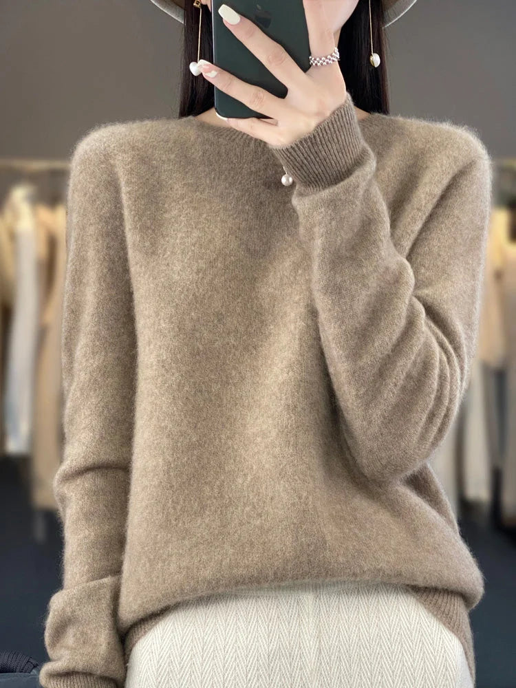 Women's Knit Crew Neck Jumper – Fuzzy Texture
