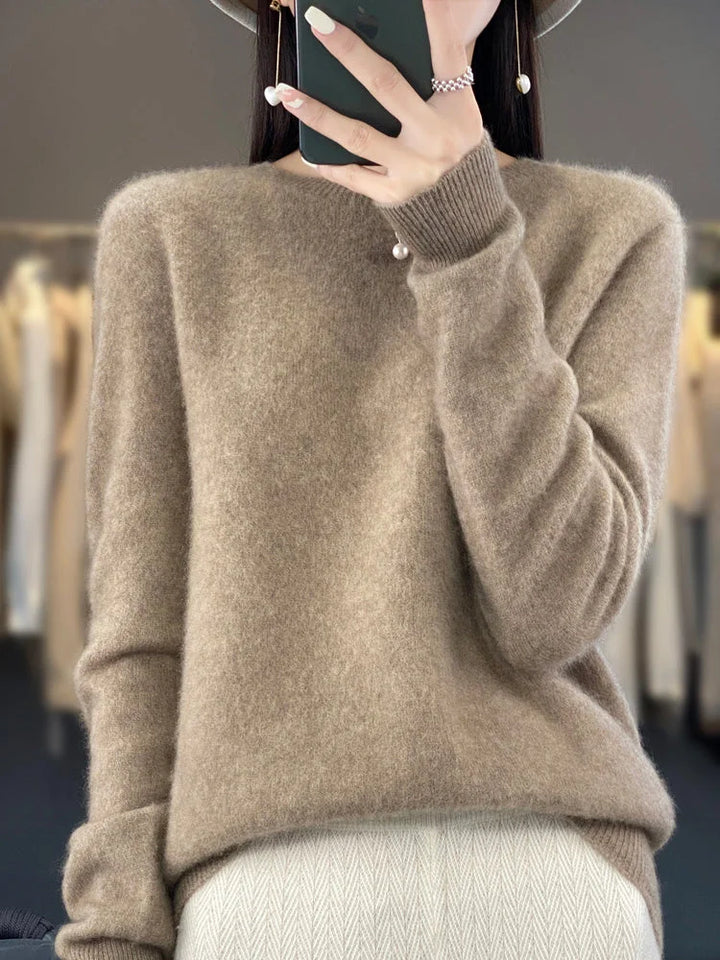 Women's Knit Crew Neck Jumper – Fuzzy Texture