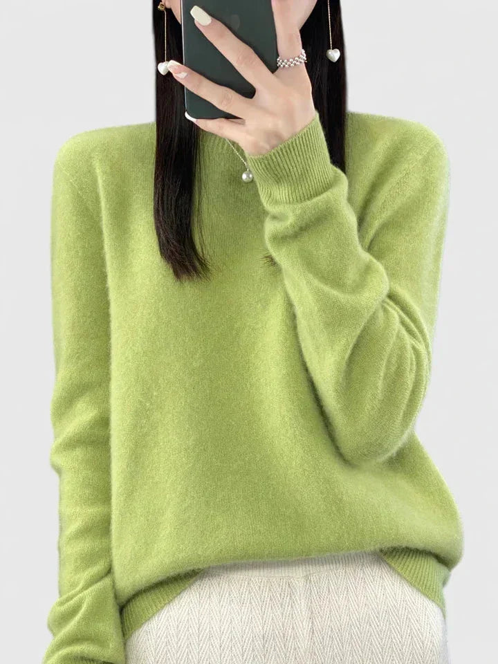 Women's Knit Crew Neck Jumper – Fuzzy Texture