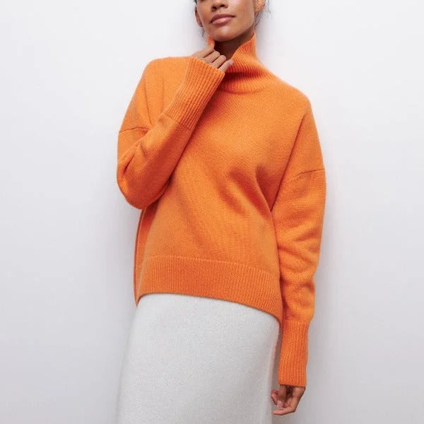 Women's Knit Roll Neck Jumper – Ribbed Cuffs