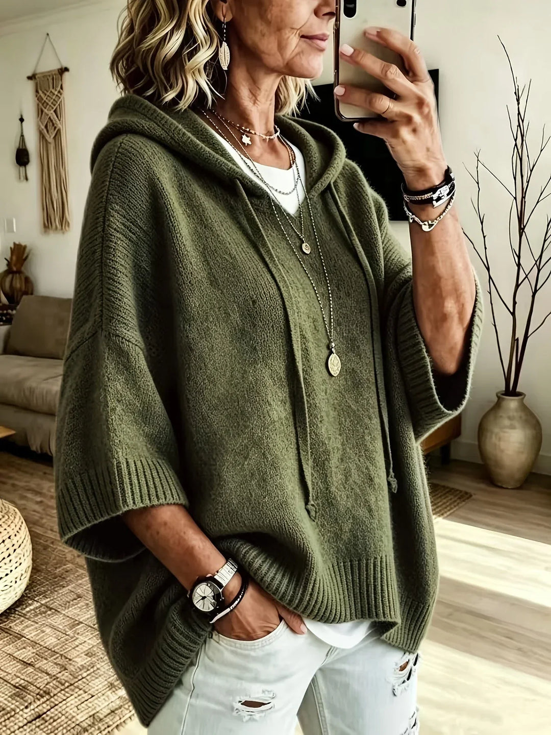 Women's Oversized Jumper, Drawstring Hood