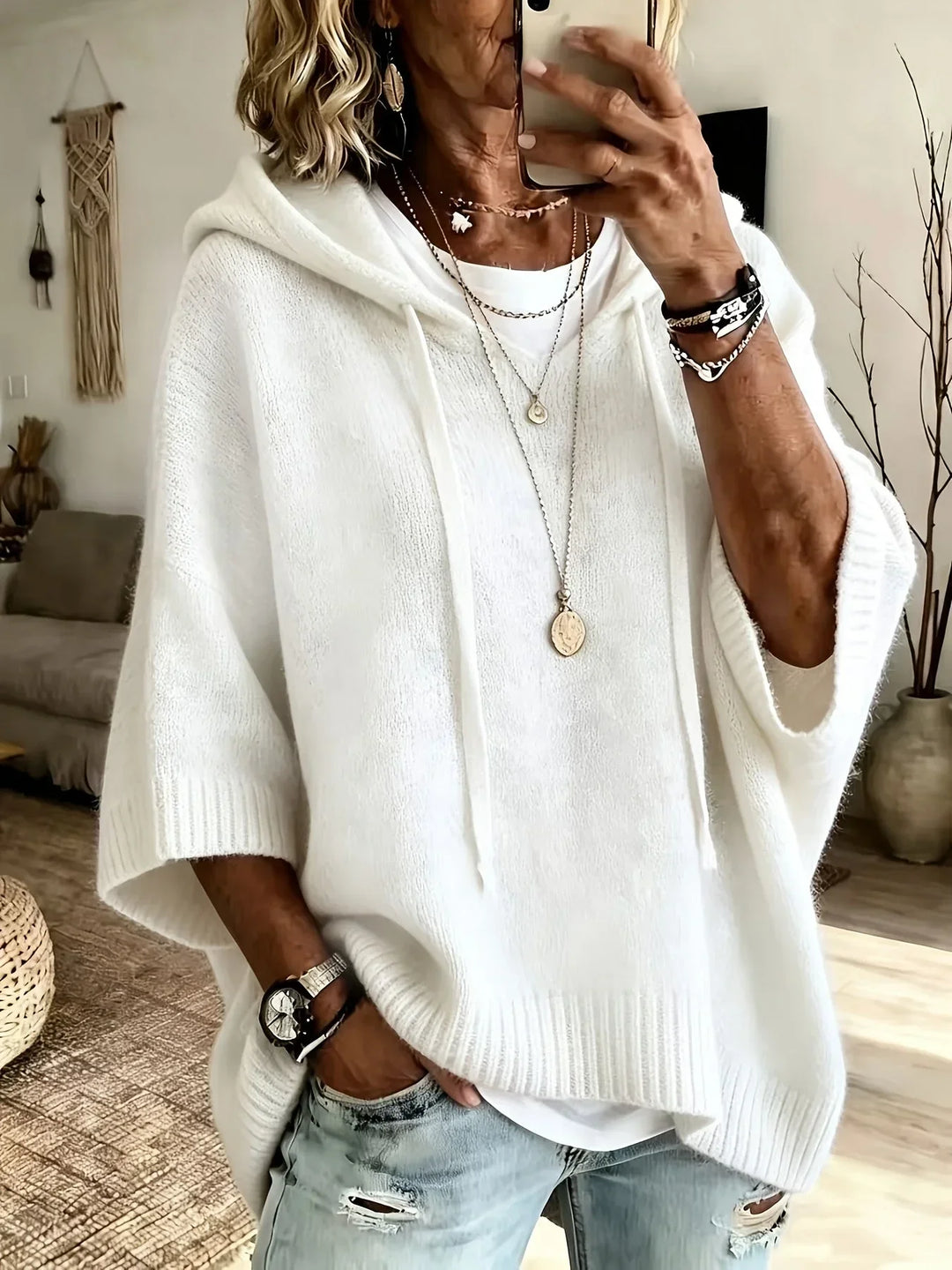 Women's Oversized Jumper, Drawstring Hood