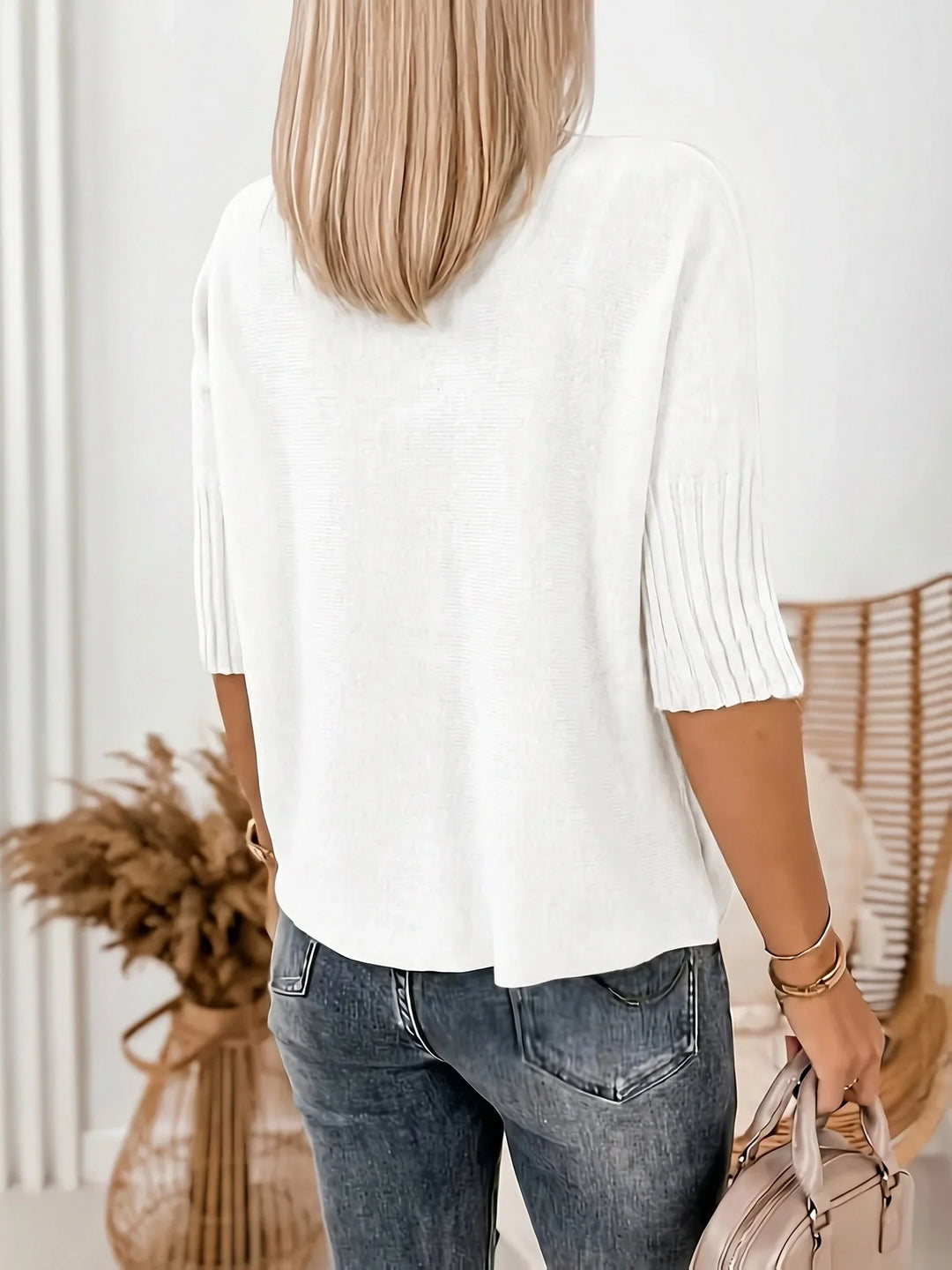 Women's Knitted Turtleneck Oversized Ribbed Jumper