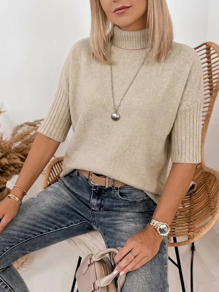 Women's Knitted Turtleneck Oversized Ribbed Jumper