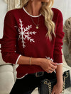 Women's Knitted Snowflake Oversized Crew Neck Jumper