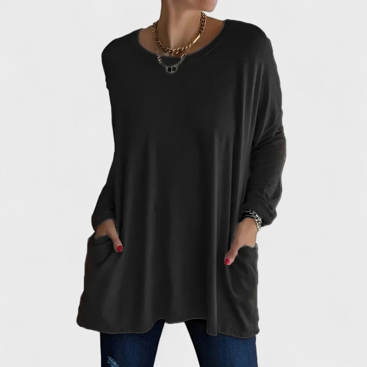 Women's Cotton Crew Neck Sweatshirt – Front Patch Pockets