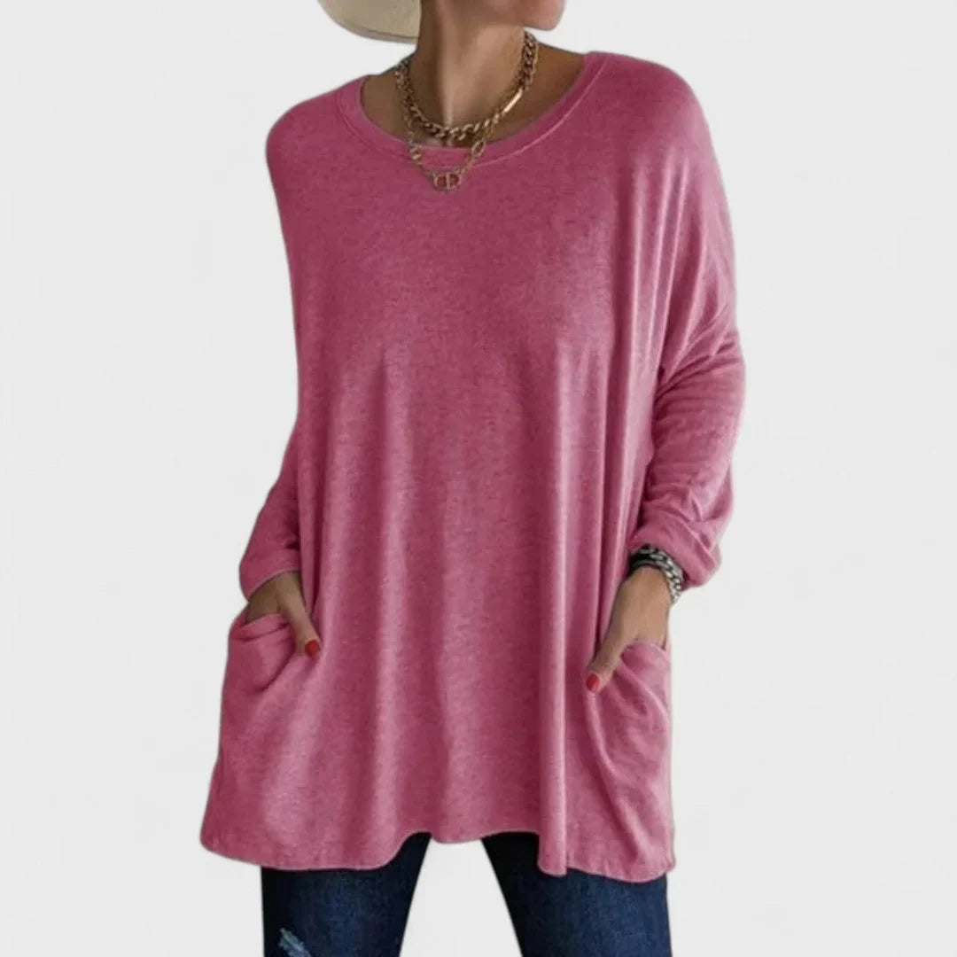 Women's Cotton Crew Neck Sweatshirt – Front Patch Pockets
