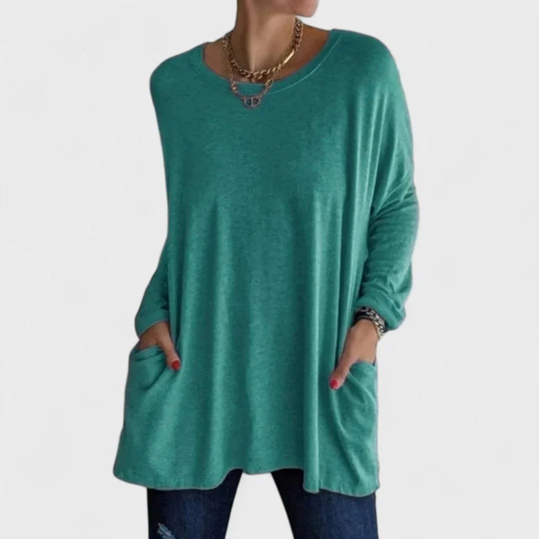 Women's Cotton Crew Neck Sweatshirt – Front Patch Pockets