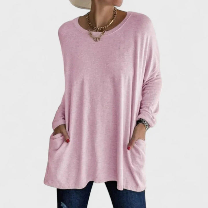 Women's Cotton Crew Neck Sweatshirt – Front Patch Pockets