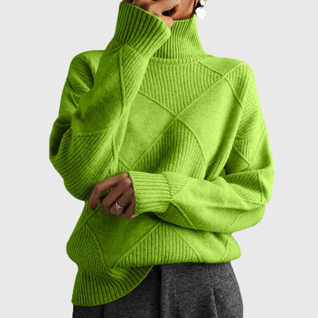 Women's Turtleneck Jumper, Cosy Chunky Oversized Knit