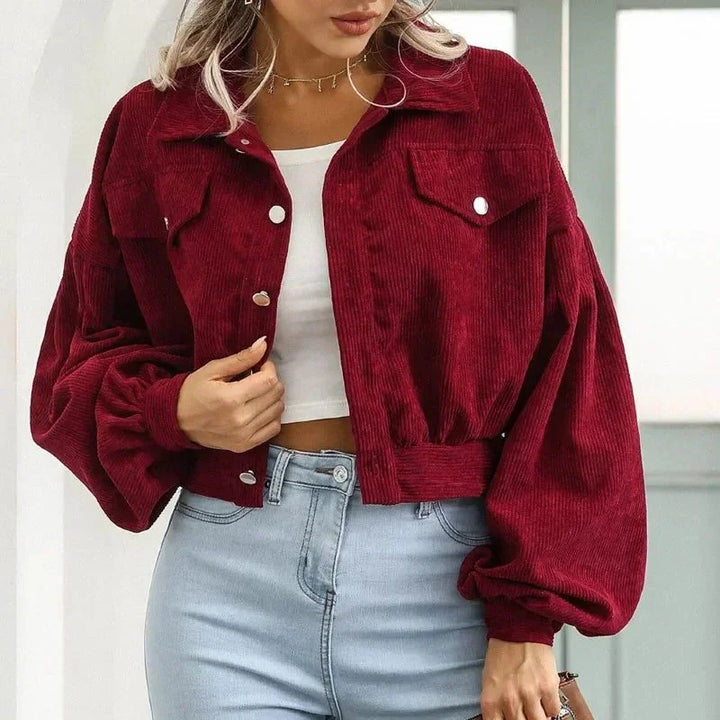 Women's Bomber Jacket, Cropped Corduroy