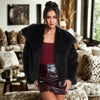 Women's Long Sleeve Collared Fuzzy Coat