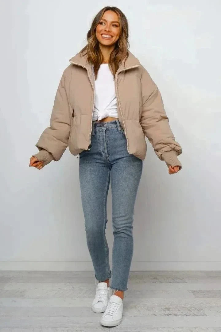 Women's Cropped Puffer Jacket – Zip
