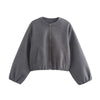 Women's Cropped Bomber Jacket – Elasticated Hem And Cuffs