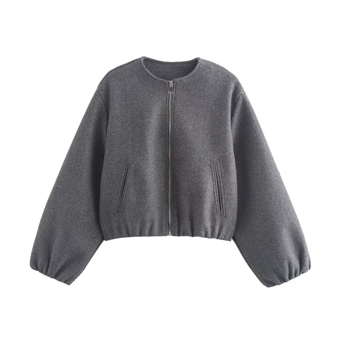 Women's Cropped Bomber Jacket – Elasticated Hem And Cuffs