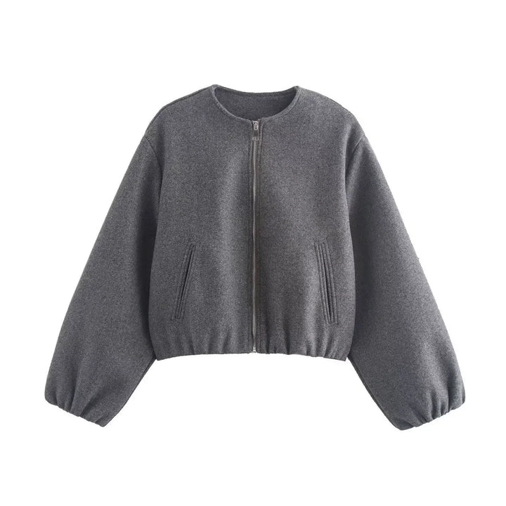 Women's Cropped Bomber Jacket – Elasticated Hem And Cuffs