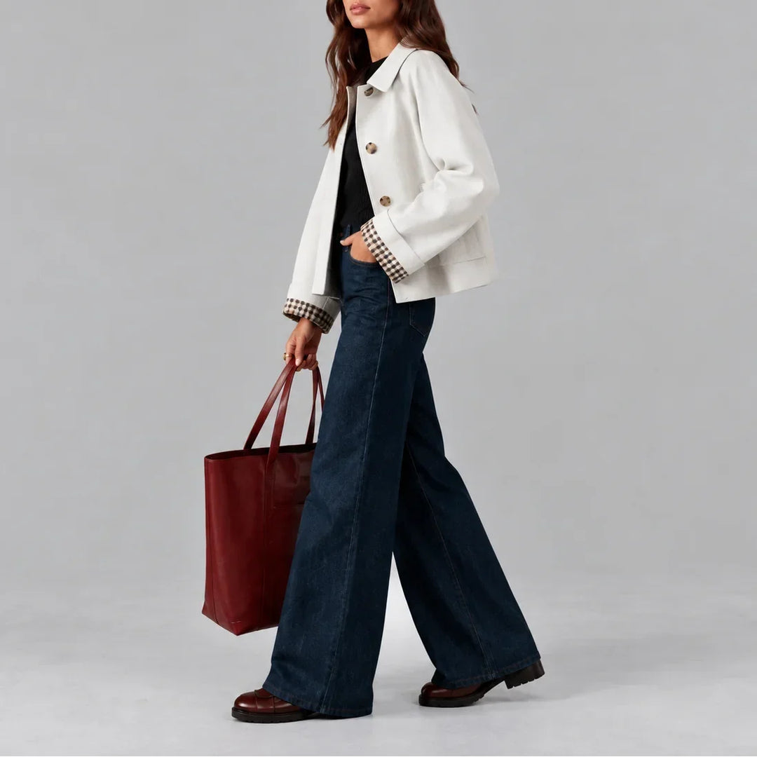 Women's Cropped Plaid Lined Short Trench Coat