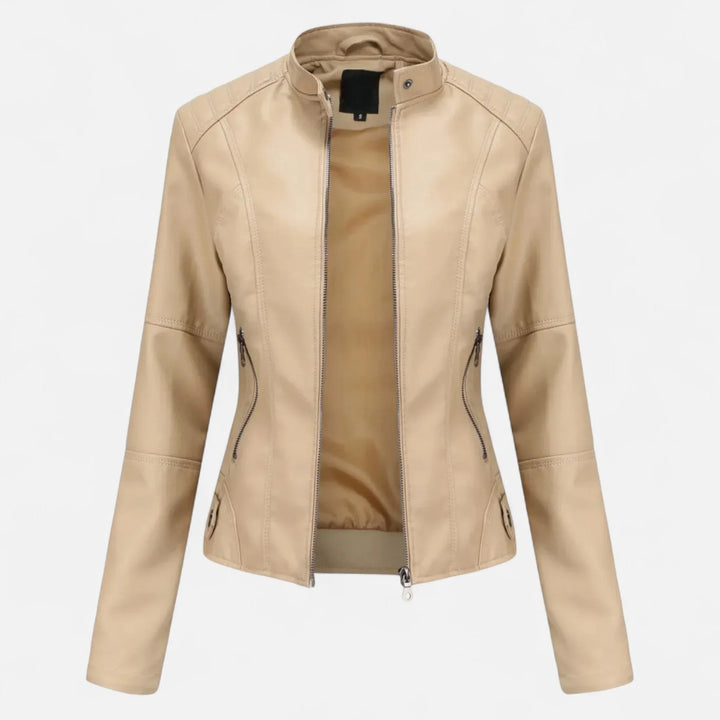Women's Cropped Zip-Up Leather Jacket
