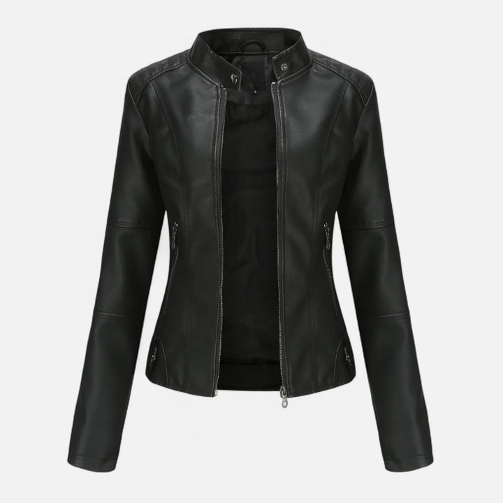Women's Cropped Zip-Up Leather Jacket