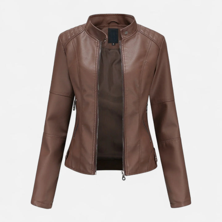 Women's Cropped Zip-Up Leather Jacket