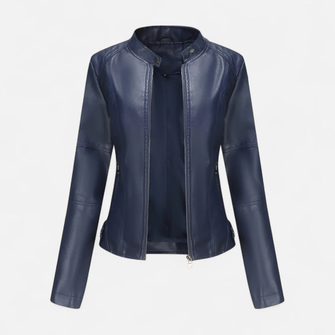 Women's Cropped Zip-Up Leather Jacket
